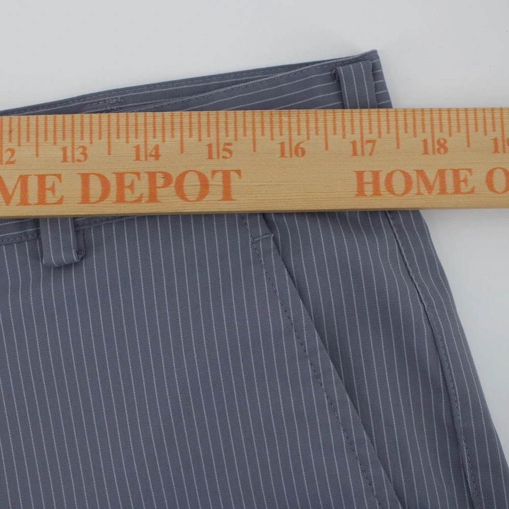 Nike Golf Pants Mens 34x30 Grey Dri-FIT Pinstripe Flat Front Trousers 335936-065
